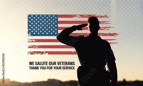 Military person saluting american flag patriotic remembrance