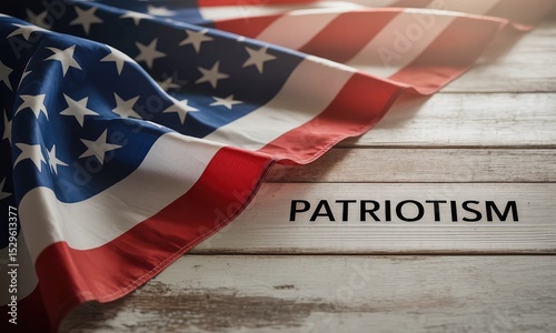 American flag on weathered wood patriotism symbol