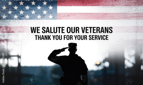 Saluting soldier silhouette against american flag patriotism and remembrance