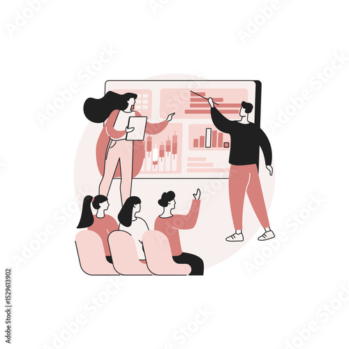 Illustration of people exercising, with a woman doing fitness and a man lifting weights and dumbbells, concept vector cartoon
