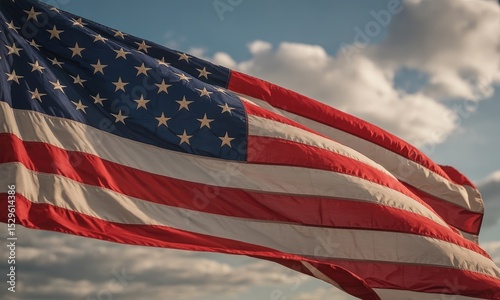Waving flag national symbol patriotic image american colors