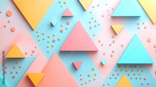 Geometric Shapes and Triangles with Pastel Colors 