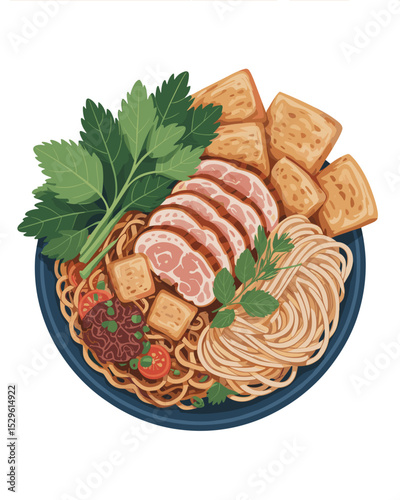 Cao Lầu Vietnamese Noodles with Pork and Croutons