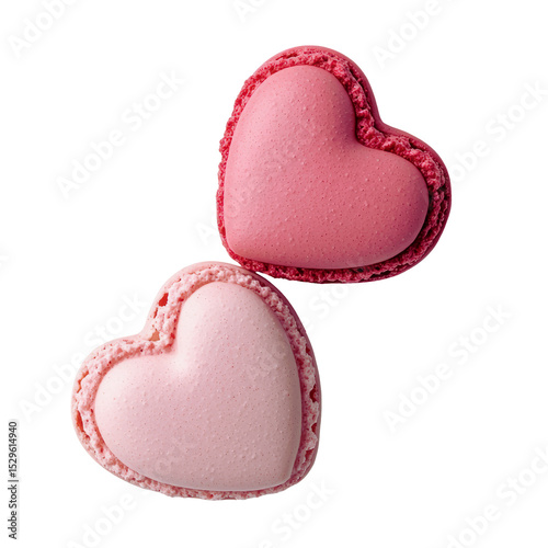 Two heart-shaped macarons arranged charmingly, representing sweetness and affection