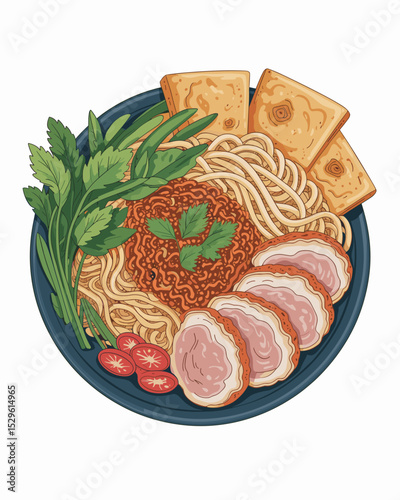 Cao Lầu Vietnamese Noodles with Pork and Croutons