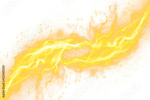 Golden Galaxy Energetic Wave with stars That Is Abstract and Shining on a transparent background