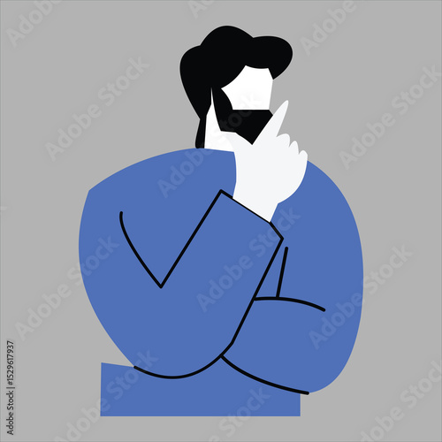 Thoughtful man in blue shirt contemplating a decision