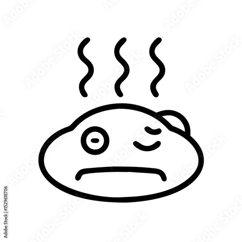 Animated emoji depicting a sad, sick face with steam lines  