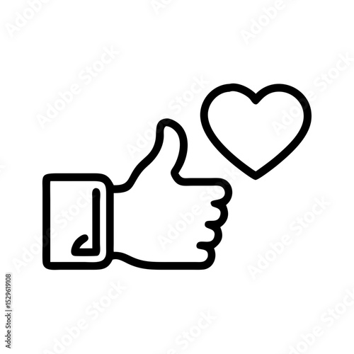 Hand giving thumbs up with heart symbol in minimal style