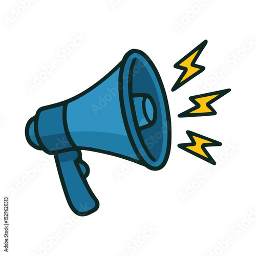 megaphone and flash lightnings. vector illustration	