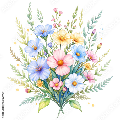 Botanical art display floral arrangement digital illustration creative space close-up nature-inspired design