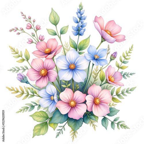 Floral arrangement botanical garden digital illustration colorful backdrop close-up nature's beauty
