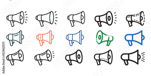 Collection of Vector Megaphones in Different Colors and Styles