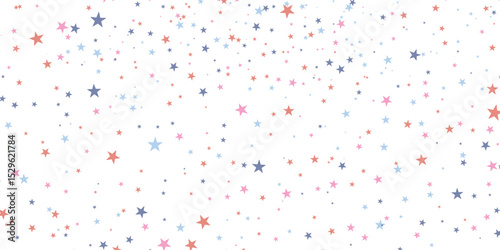 Color stars confetti background. Splash effect banner. Vector abstract illustration with blurred drops of rain for wallpaper, wrapping paper, backdrop, poster, card etc.