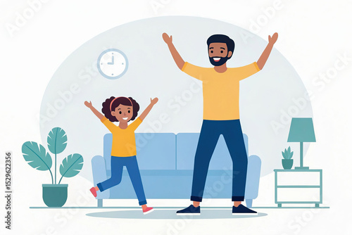 Sentimental Father's Day: A Celebration of Love. Father and child share joyful moment of love and sentimentality in cozy living room