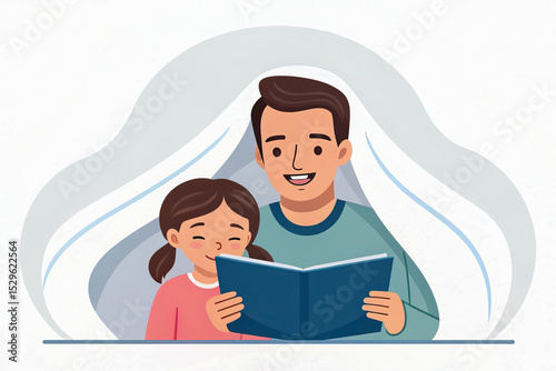 Sentimental Father's Day: A Celebration of Love. father shares sentimental moment with his daughter reading book on cozy day filled with love