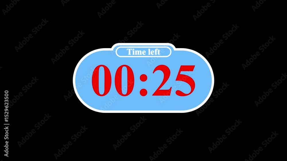30 second countdown timer display animation, digital timer, countdown clock, time running out, countdown seconds, stopwatch, time lapse, timer display