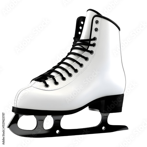 Pair Of White Figure Skates With Black Soles.eps