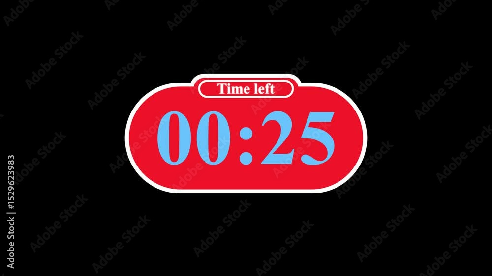 30 second countdown timer display animation, digital timer, countdown clock, time running out, countdown seconds, stopwatch, time lapse, timer display