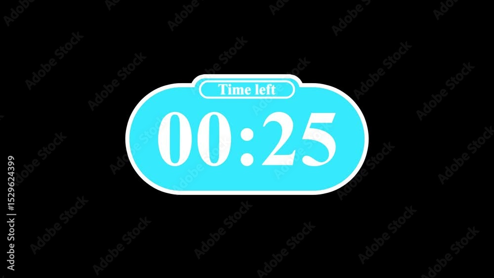 30 second countdown timer display animation, digital timer, countdown clock, time running out, countdown seconds, stopwatch, time lapse, timer display