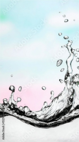 Closeup of Desaturated Water Splash with Pastel Background