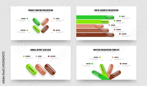 Company Proposal Four Five Three Four Element Infographic Frame Layout Vector Illustration Collection. Creative Launch 4 5 3 4 Step Diagram Slide Template Set.