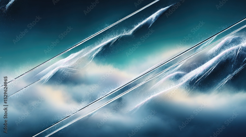 Fototapeta premium Abstract Teal and White Sparkling Background with Diagonal Lines