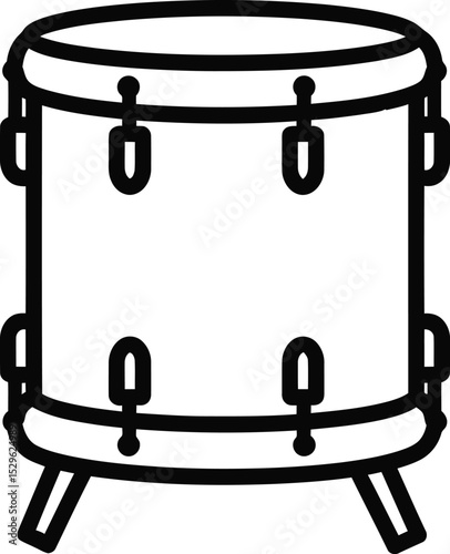 Drum Silhouette: A minimalist line drawing of a classic drum, depicted in a clean and modern graphic style, symbolizing rhythm and percussion.