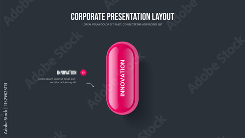 Business Performance 1 Option Diagram Slideshow Design. Marketing Overview Slide Template Vector Illustration. Creative Strategy One Step Infographic Presentation Layout.