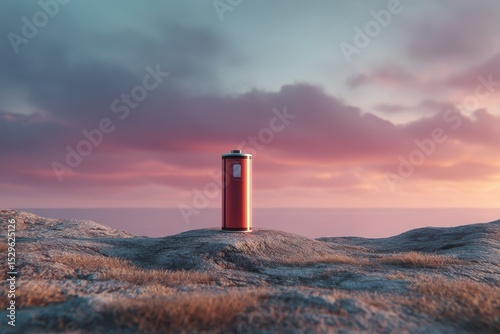 Battery on Rocky Hill at Sunset