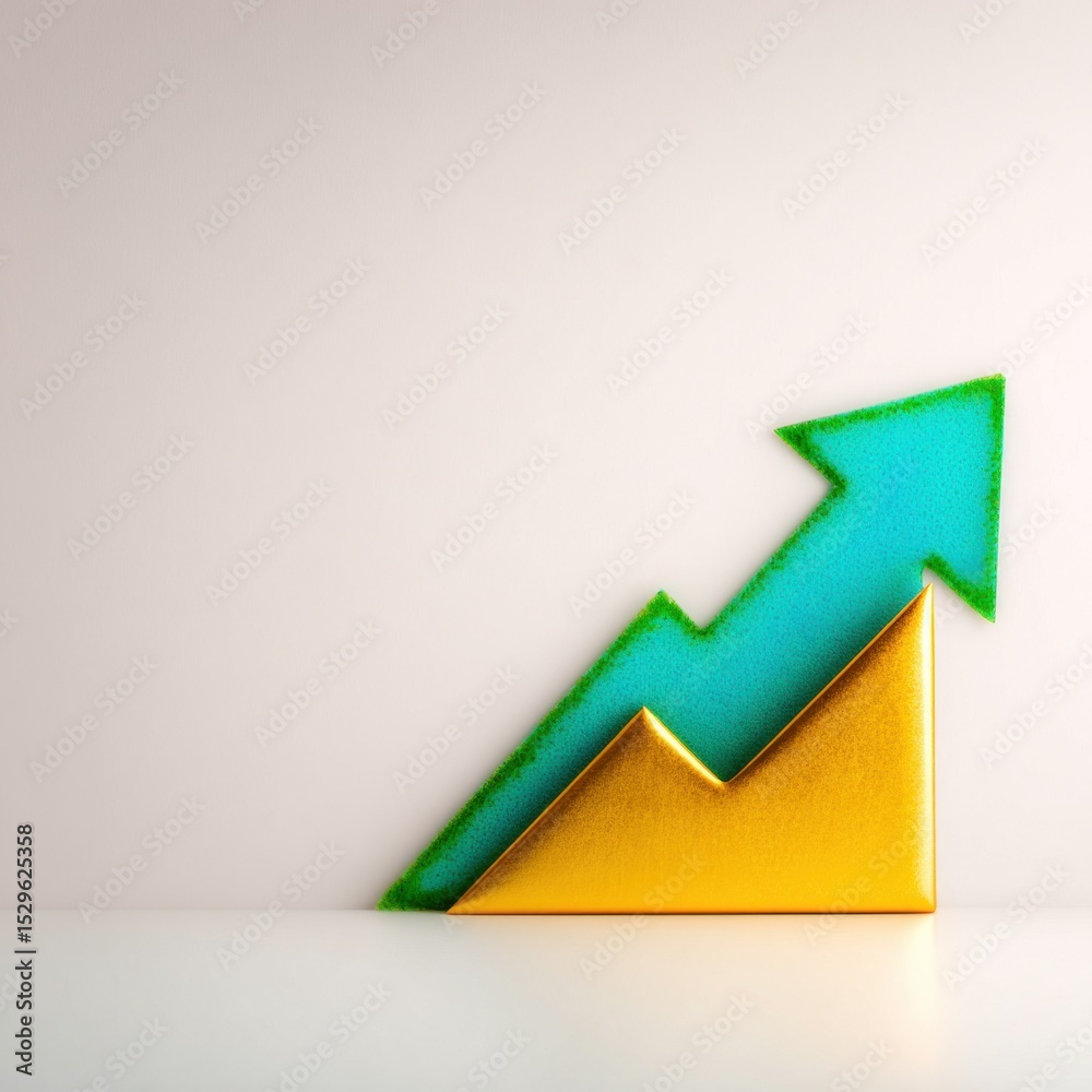 Gold And Teal Upward Arrow Chart On White Background Gold And Teal Upward Arrow Chart On White Background