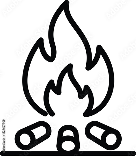 Campfire: A campfire icon, featuring roaring flames with the simplicity, perfect for any outdoor adventure. 