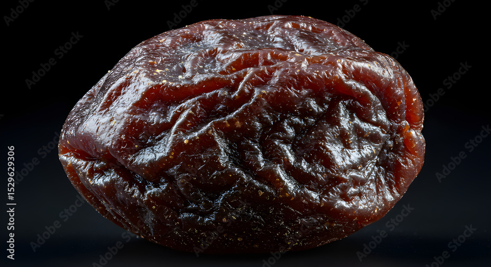 Naklejka premium Spicy red pepper and sweet dried fruit on a black background