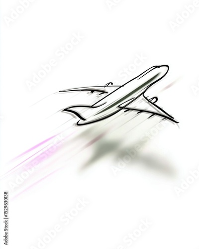 Continuous Line Drawing Of Airplane In Flight