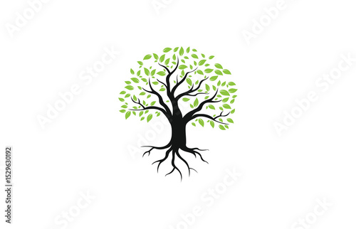 Tree and roots  illustration. Tree of life logo design inspiration