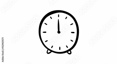 Oval Hand-Drawn Clock Showing Twelve Oclock