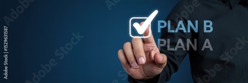 A hand selecting plan b over plan a.