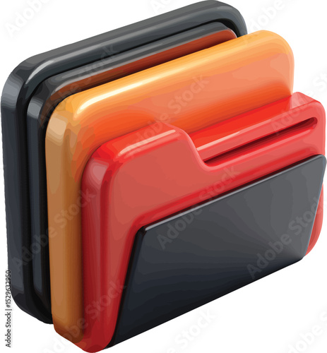 3D Render of a Stack of Folders with a Red and Orange Gradient