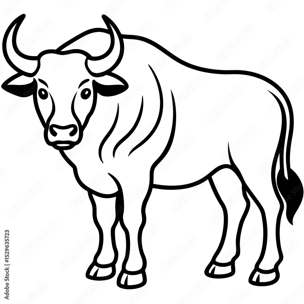 Fototapeta premium Buffalo line art vector