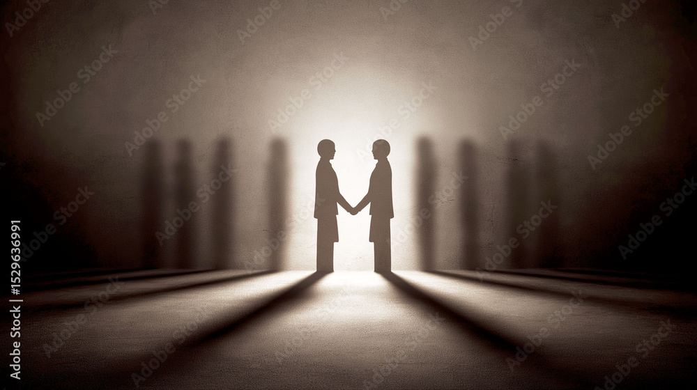 Fototapeta premium Emotional manipulation psychology relationship. Image of isolation featuring one partner separating from another