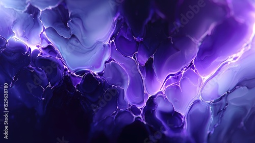 Intricate abstract design of deep purple and blue fluid forms.