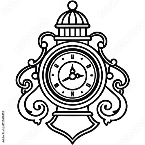 Antiq Clock Line Art Vectors – Adobe Stock