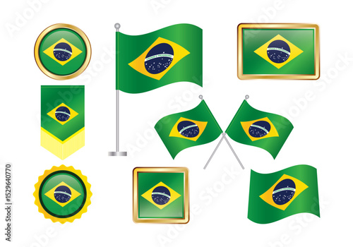 Brazilian flag clipart set high quality images for design projects