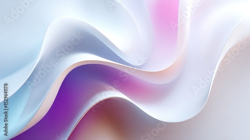 Abstract design with flowing, layered forms in pastel colors.