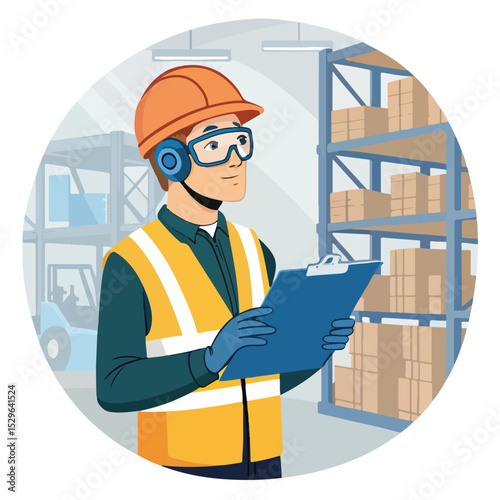construction worker with clipboard