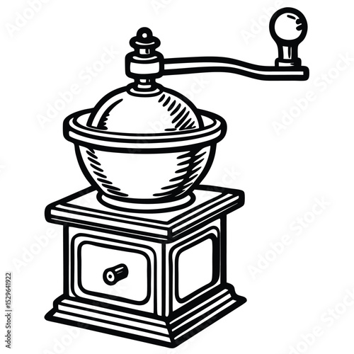 "Antique Coffee Grinder Line Art Vector – Adobe Stock"