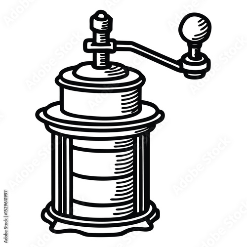 "Antique Coffee Grinder Line Art Vector – Adobe Stock"
