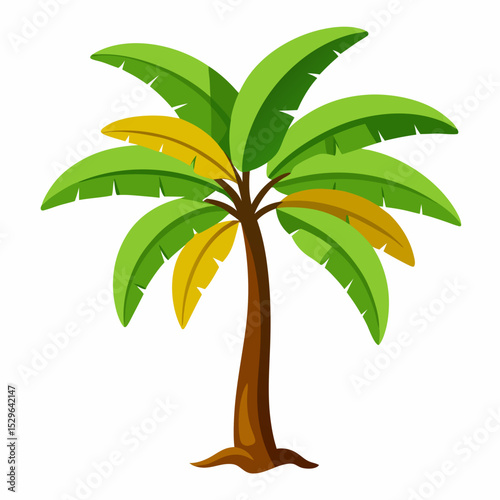 Simple Banana Tree Vector on White Background