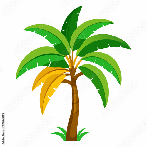 Simple Banana Tree Vector on White Background