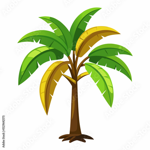 Simple Banana Tree Vector on White Background